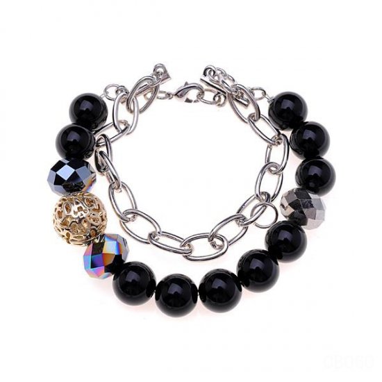 Coach Bead Stretch Black Bracelets CXM Coach Bead Stretch Black Bracelets CXM